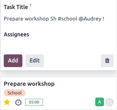 使用键盘快捷键在项目中创建任务。