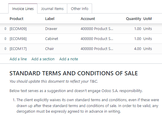 条款和条件示例作为一个注释