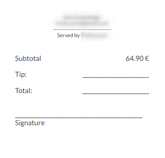 支付后由顾客完成的小费账单