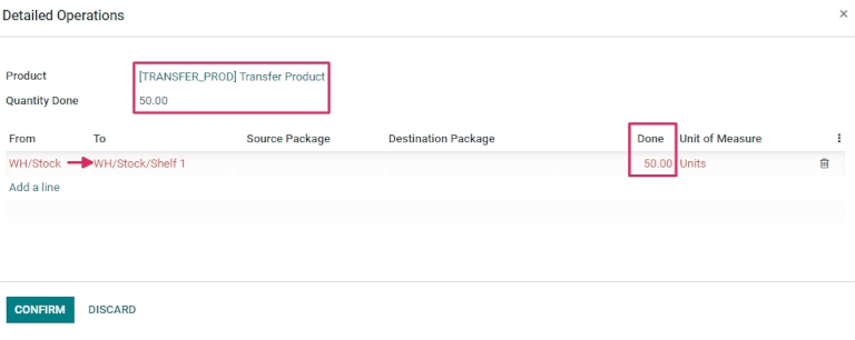内部调拨详细操作弹出窗口。