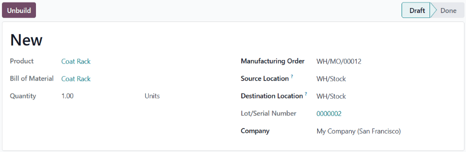 已填写的拆解订单。