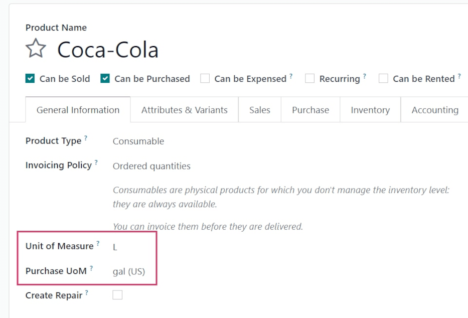 在Odoo中配置产品的计量单位