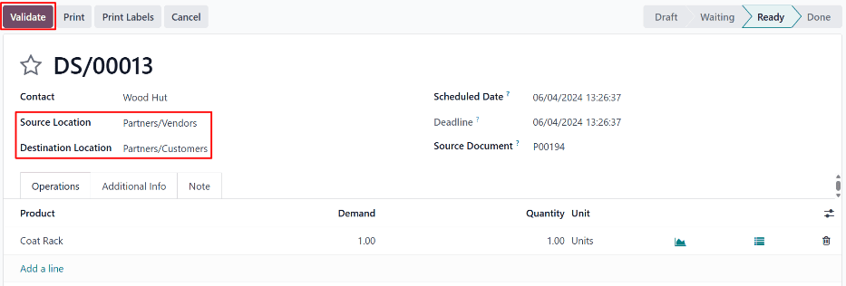 在交货后验证直接发货收据。
