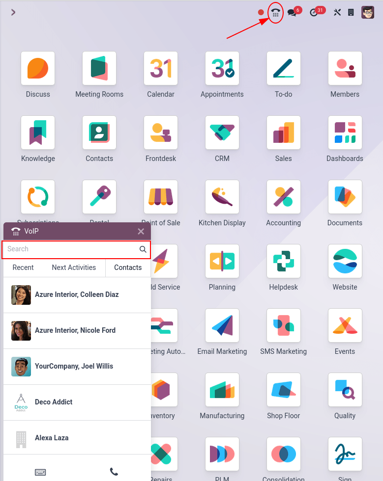 使用网络电话小工具拨打电话。