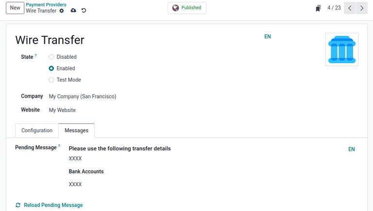 电汇卡已启用并发布。